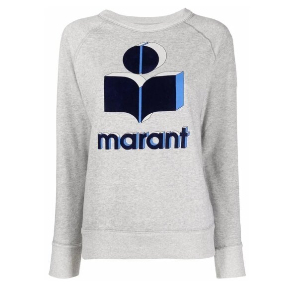 Isabel Marant Etoile Milly Sweatshirt / Size 42 / Grey Blue Logo Cotton Sweater - Picture 1 of 13